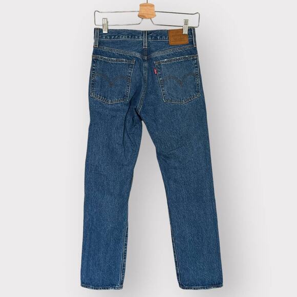 Levis Premium Wedgie Straight Jeans Women's 26 Button Fly Blue Wash Distressed - Picture 3 of 13